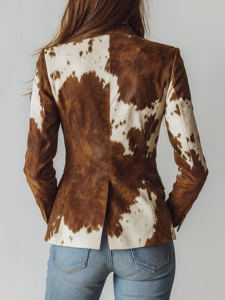 Agathe | Blazer vintage con estampado de vaca eco-responsable