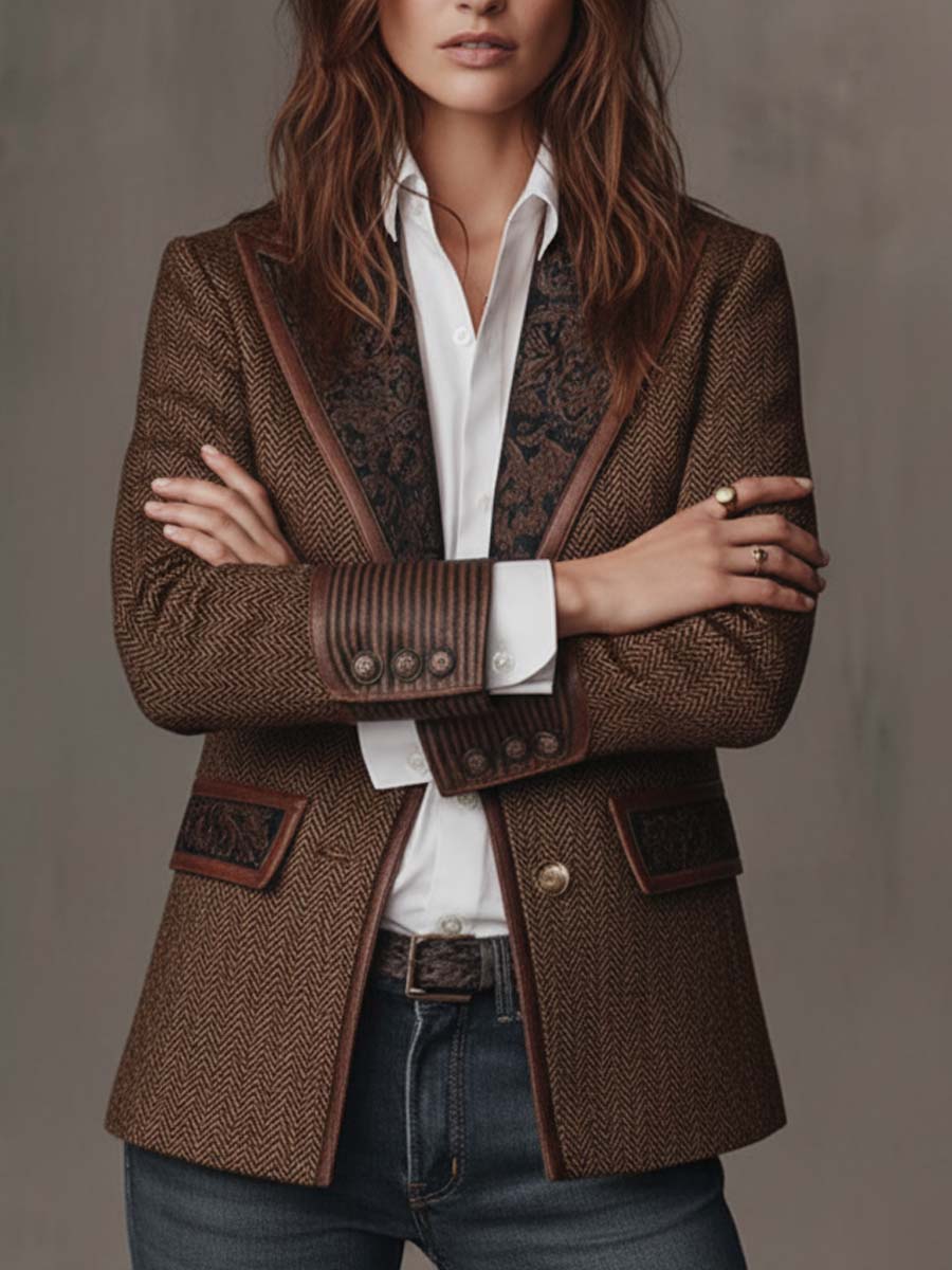 Gisèle | Blazer con paneles estampados de chevron
