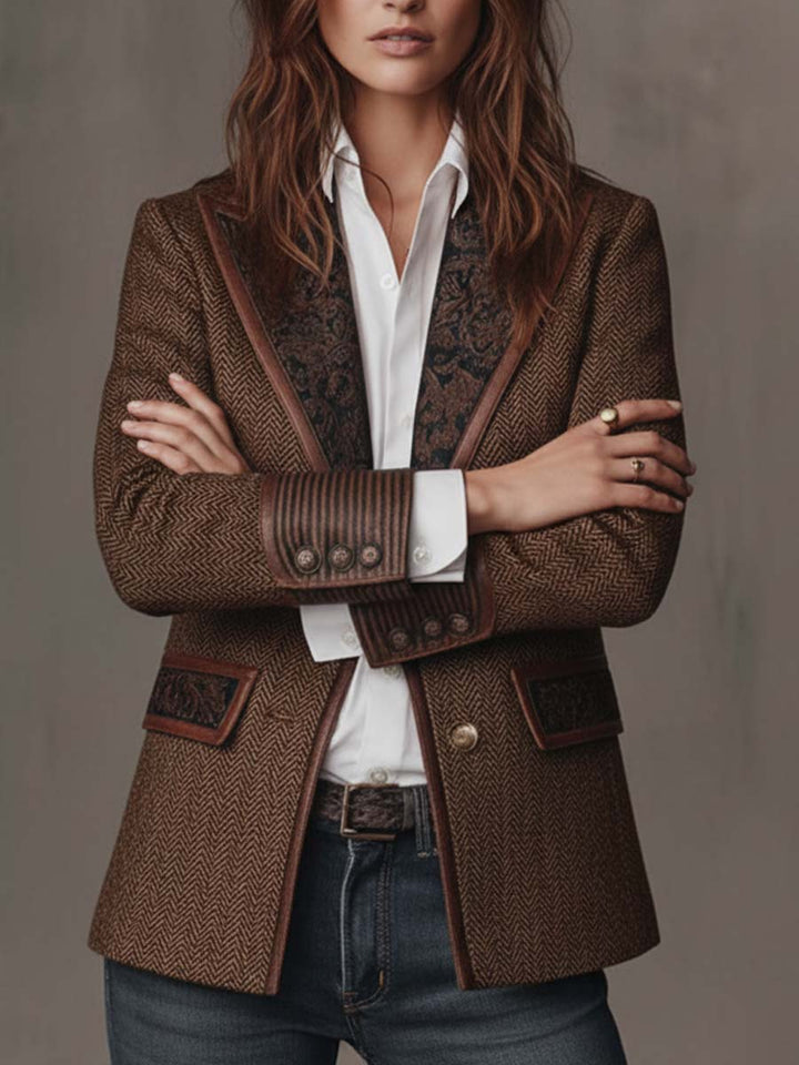 Gisèle | Blazer con paneles estampados de chevron