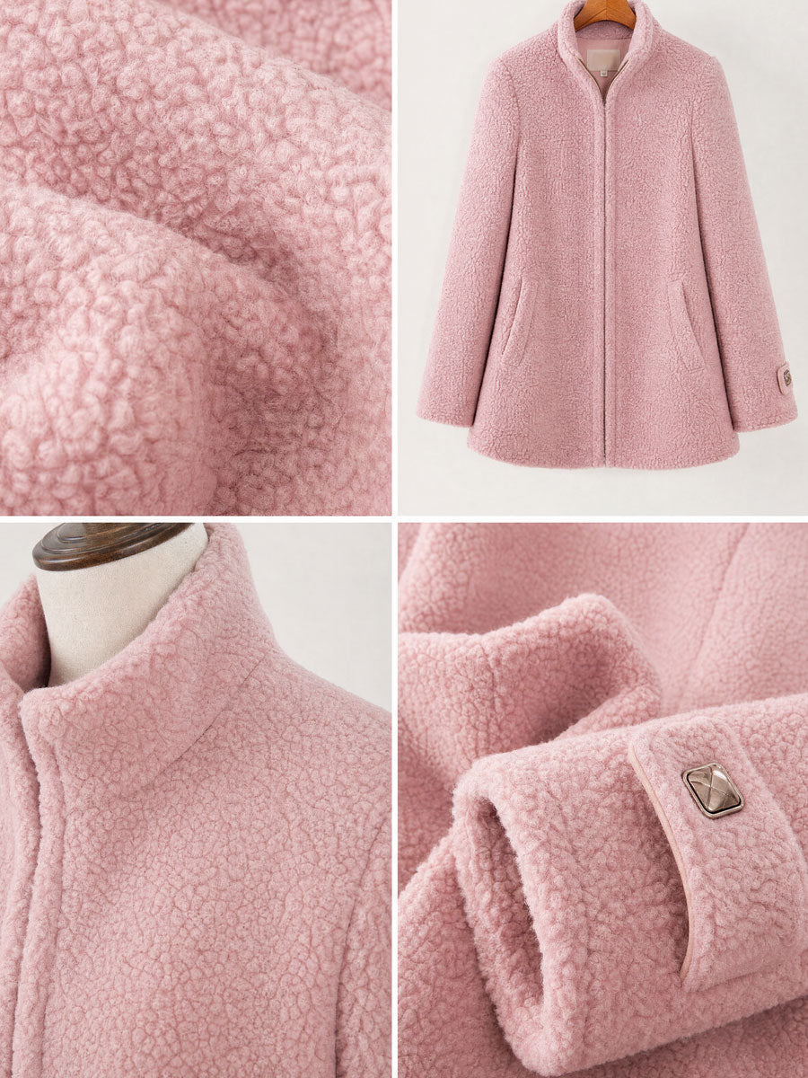 Chaqueta polar rosa vintage con cremallera