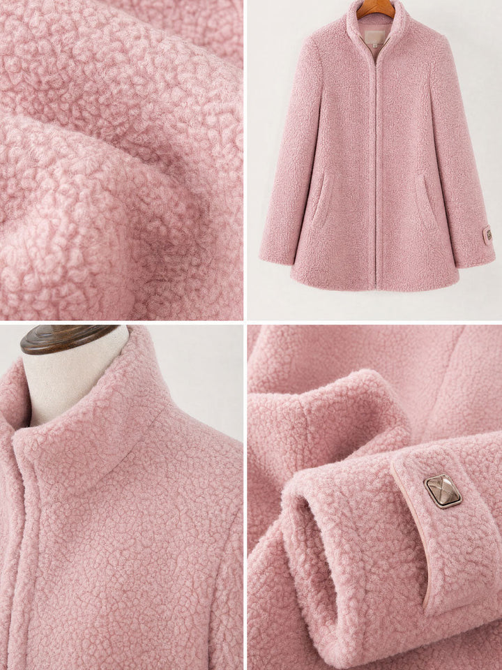 Chaqueta polar rosa vintage con cremallera