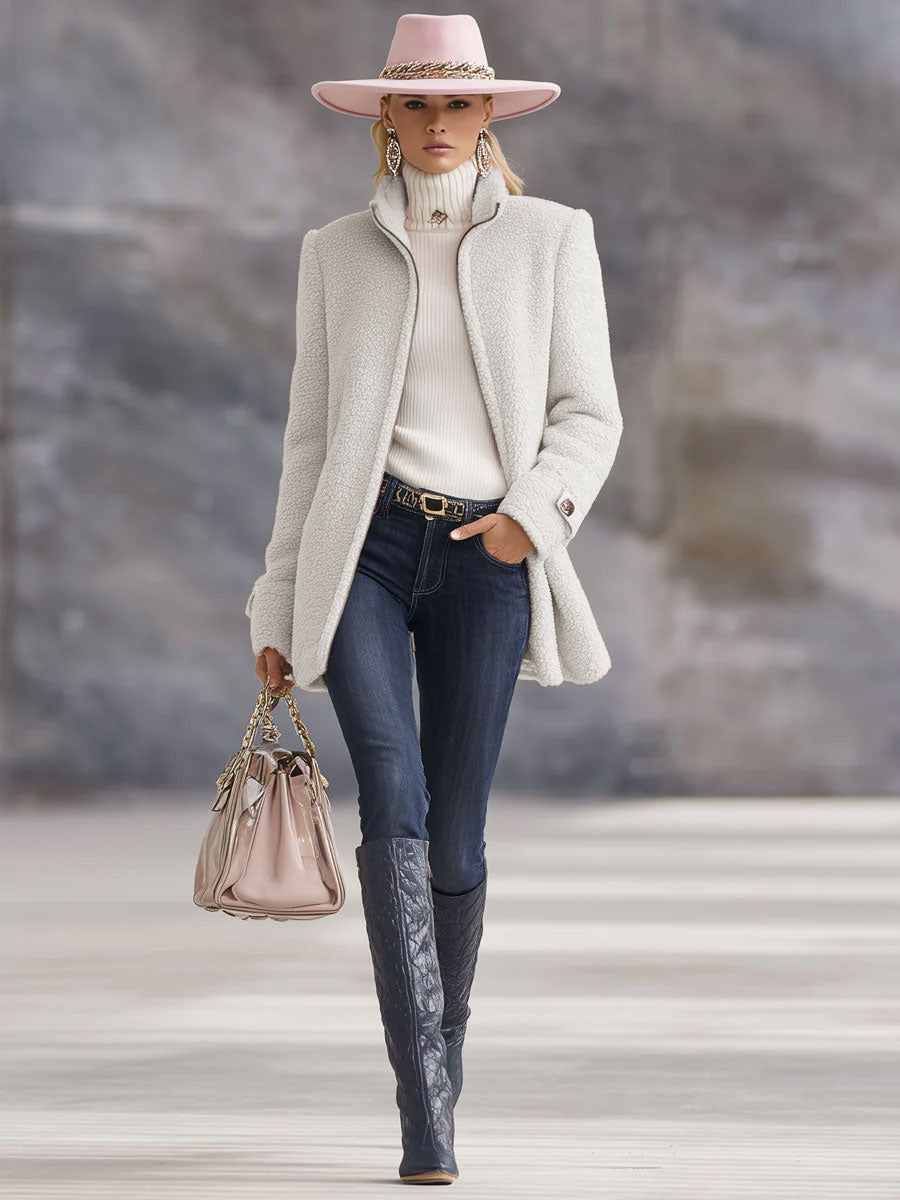 Chaqueta polar rosa vintage con cremallera