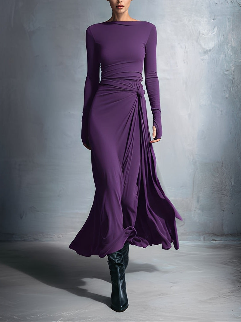 Alejandra | Vestido maxi de seda con nudo