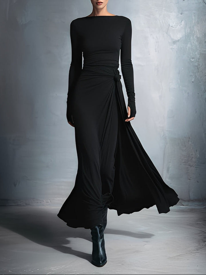 Alejandra | Vestido maxi de seda con nudo