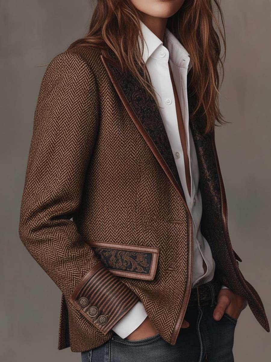 Gisèle | Blazer con paneles estampados de chevron