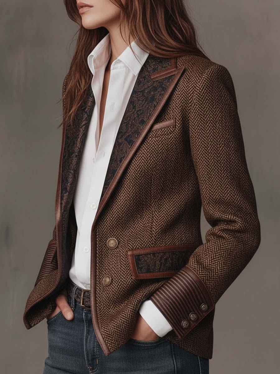 Gisèle | Blazer con paneles estampados de chevron