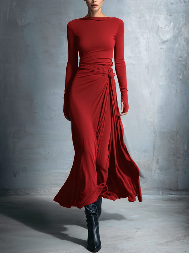 Alejandra | Vestido maxi de seda con nudo