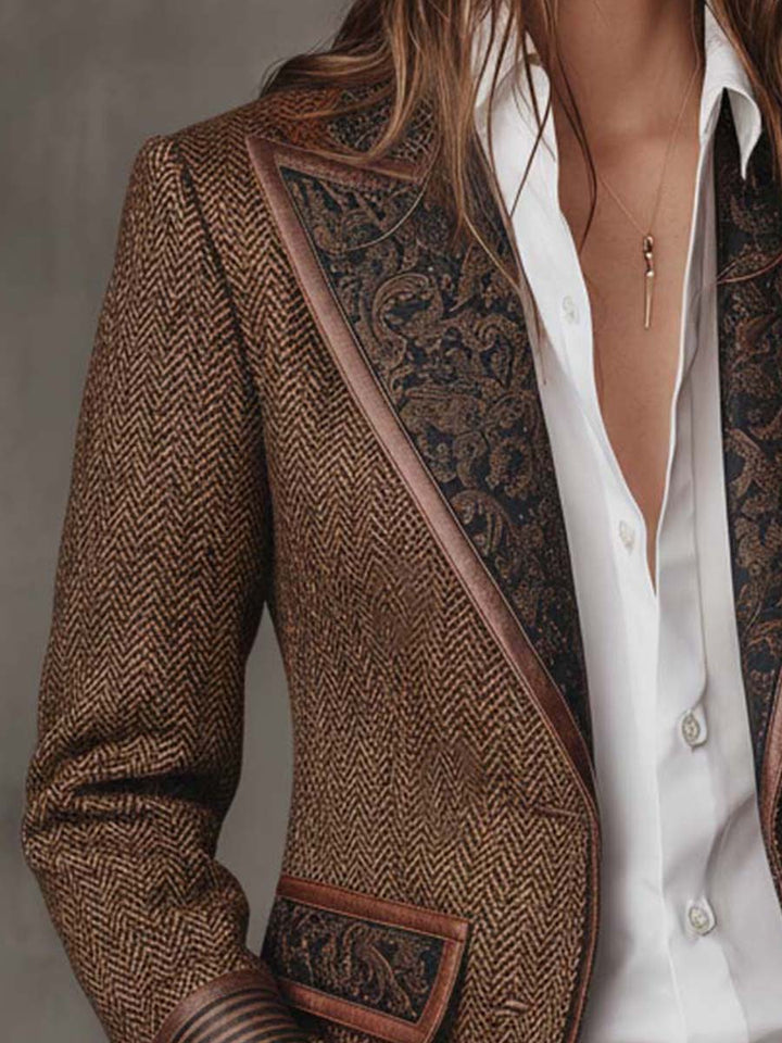 Gisèle | Blazer con paneles estampados de chevron