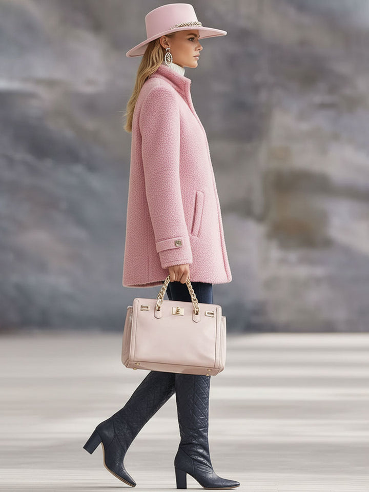 Chaqueta polar rosa vintage con cremallera