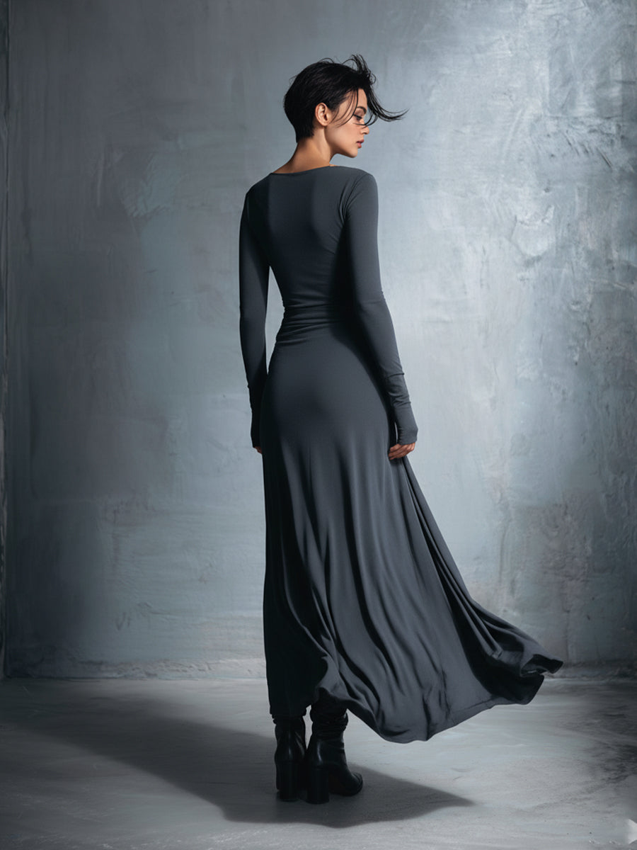 Alejandra | Vestido maxi de seda con nudo