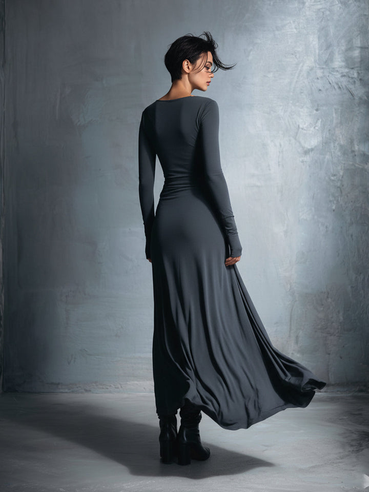 Alejandra | Vestido maxi de seda con nudo