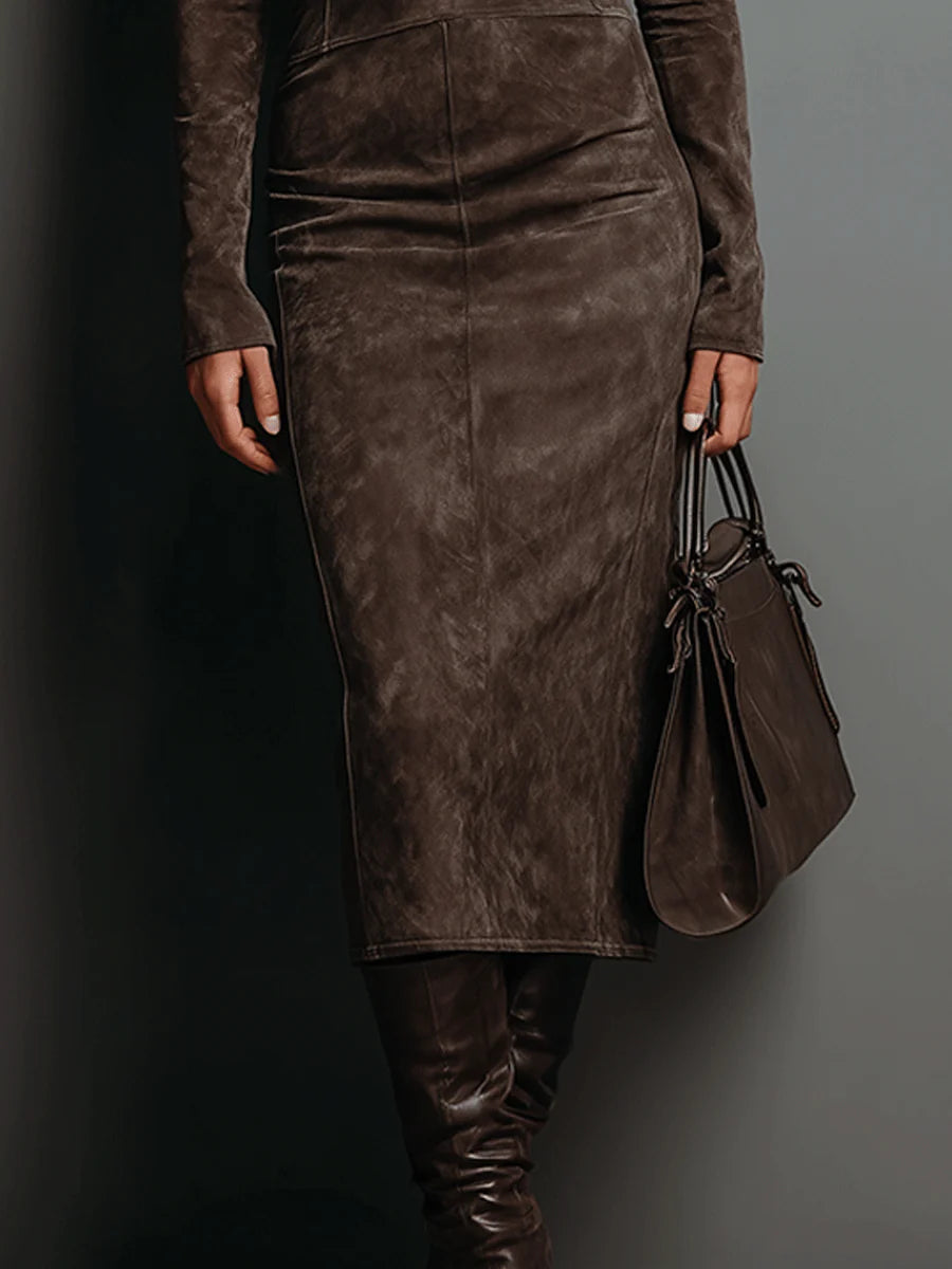 Constanza | Vestido midi largo marrón