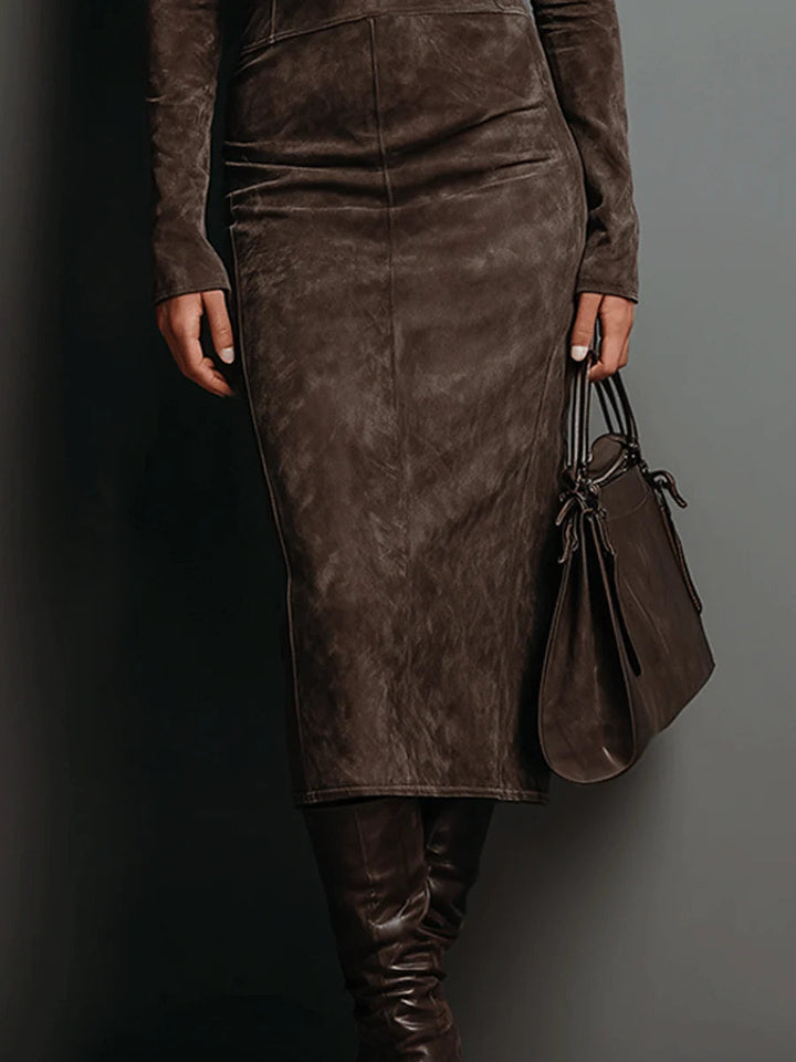 Constanza | Vestido midi largo marrón