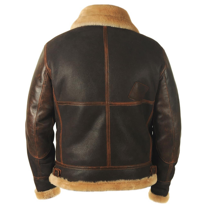 Gonzalo | Chaqueta aviadora clásica de piel de borrego encrespada