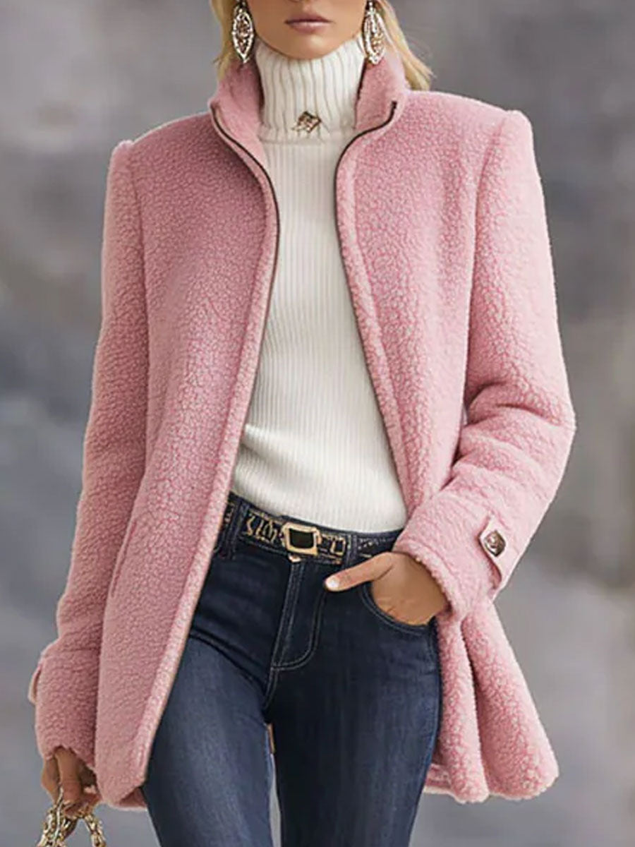 Chaqueta polar rosa vintage con cremallera