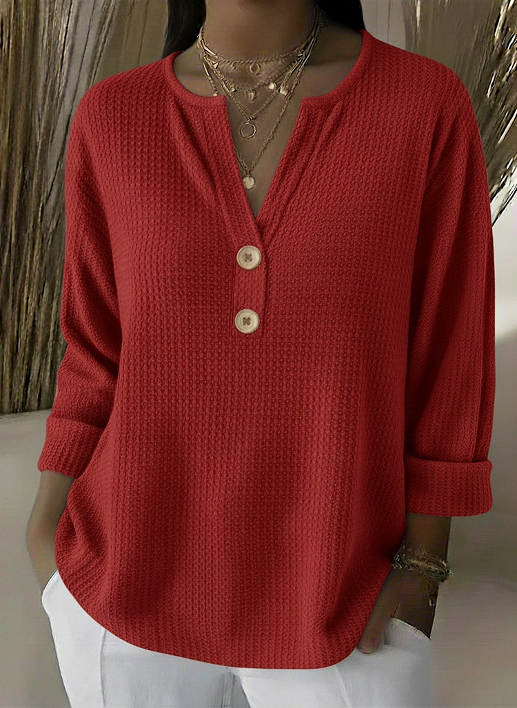 Lucia | Camiseta Henley Gofrada con Botones