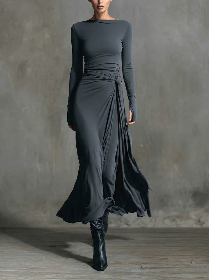 Alejandra | Vestido maxi de seda con nudo