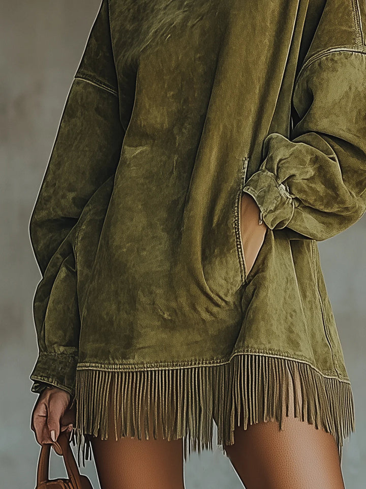 Catalina | vestido de cuello alto y flecos