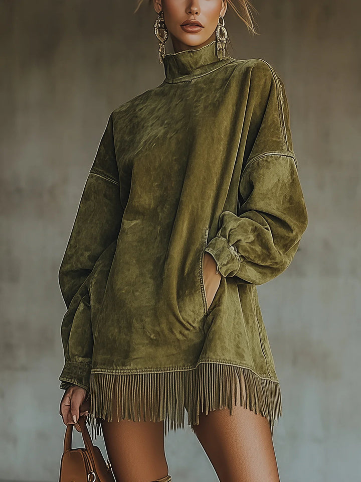 Catalina | vestido de cuello alto y flecos