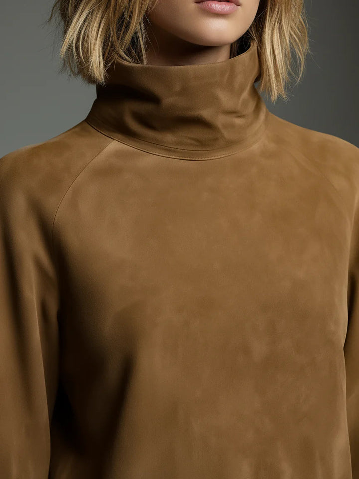 Cayetana | Minivestido oversize de ante con cuello alto