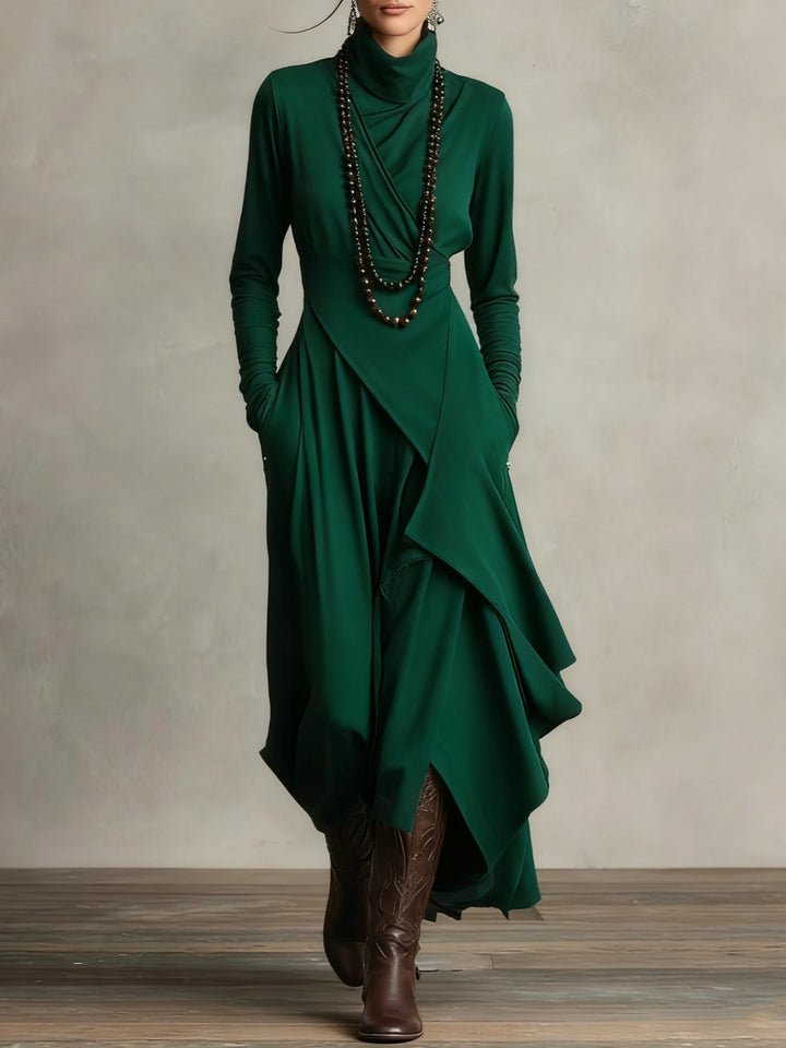 Carlota | Vestido vintage asimétrico de cuello alto