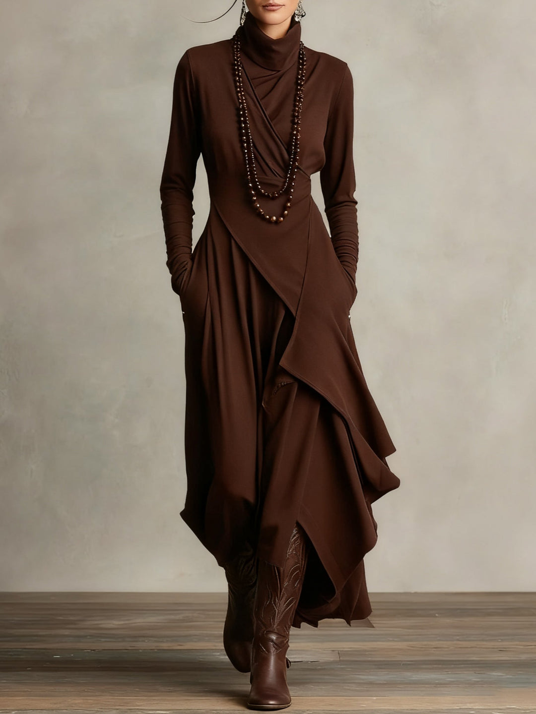 Carlota | Vestido vintage asimétrico de cuello alto