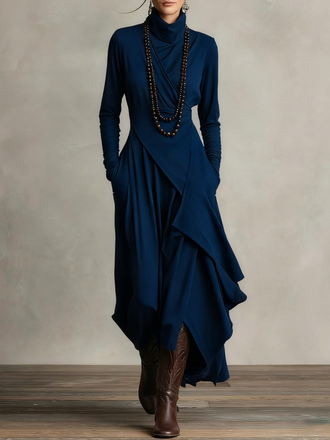 Carlota | Vestido vintage asimétrico de cuello alto