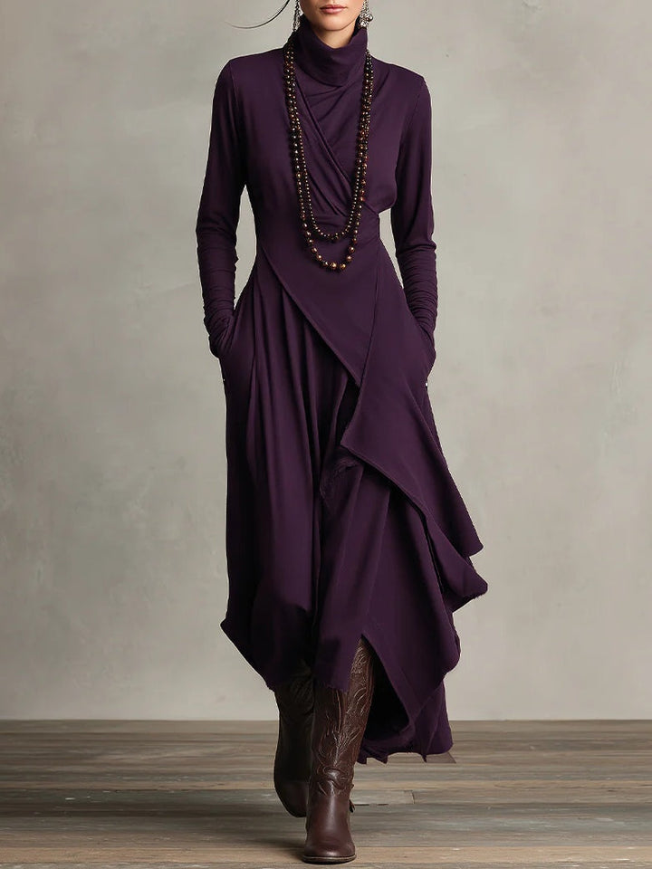 Carlota | Vestido vintage asimétrico de cuello alto