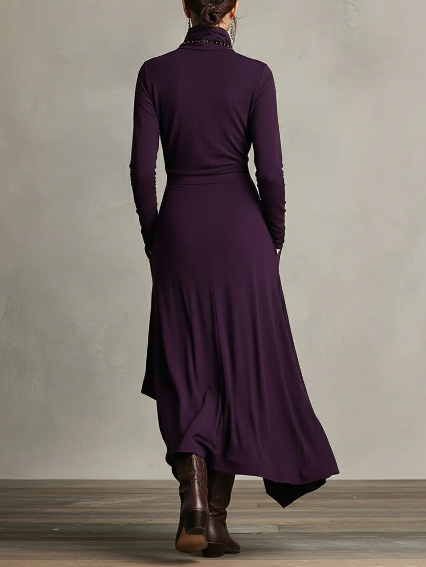 Carlota | Vestido vintage asimétrico de cuello alto