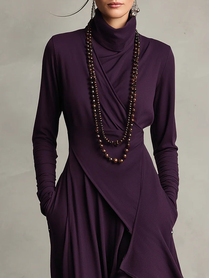 Carlota | Vestido vintage asimétrico de cuello alto