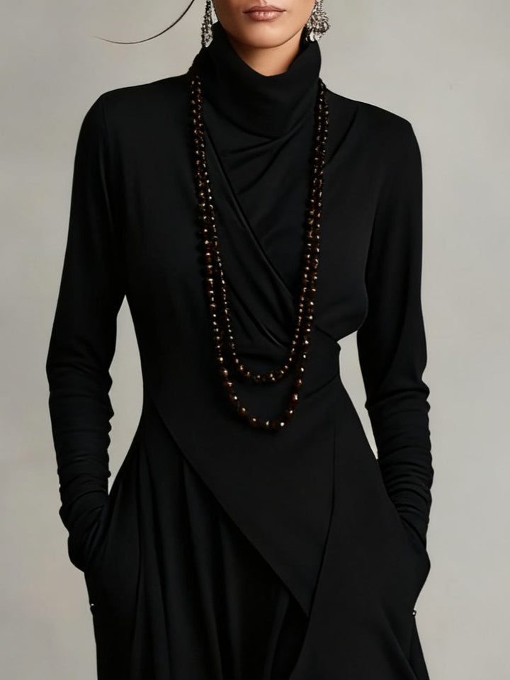 Carlota | Vestido vintage asimétrico de cuello alto