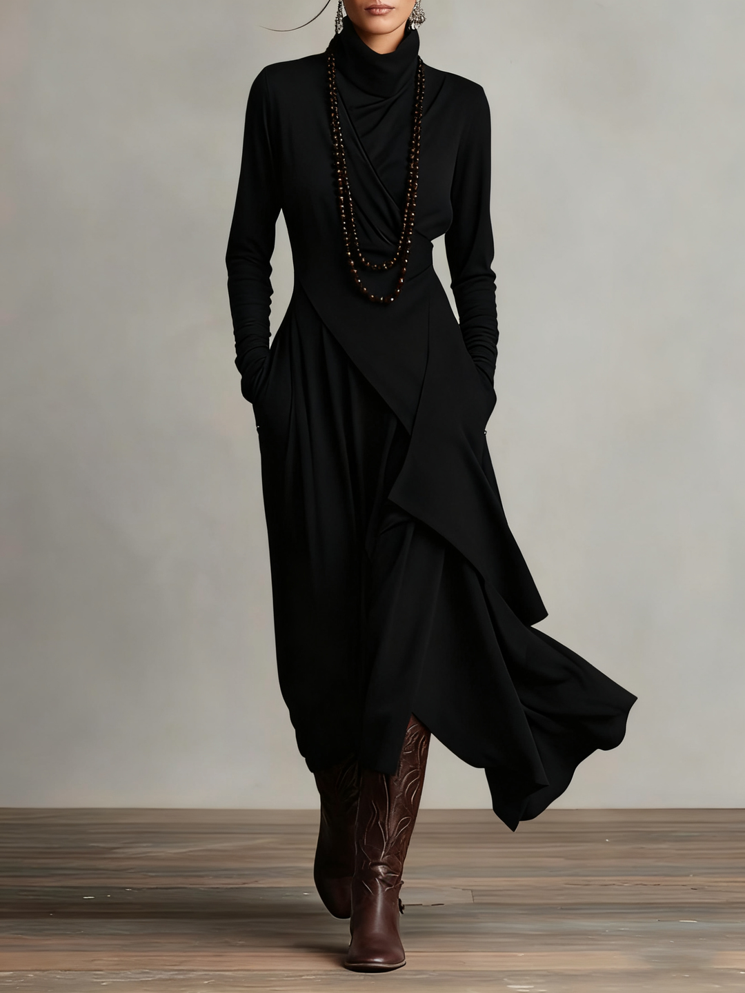Carlota | Vestido vintage asimétrico de cuello alto