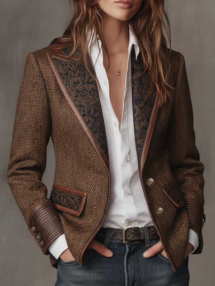 Gisèle | Blazer con paneles estampados de chevron