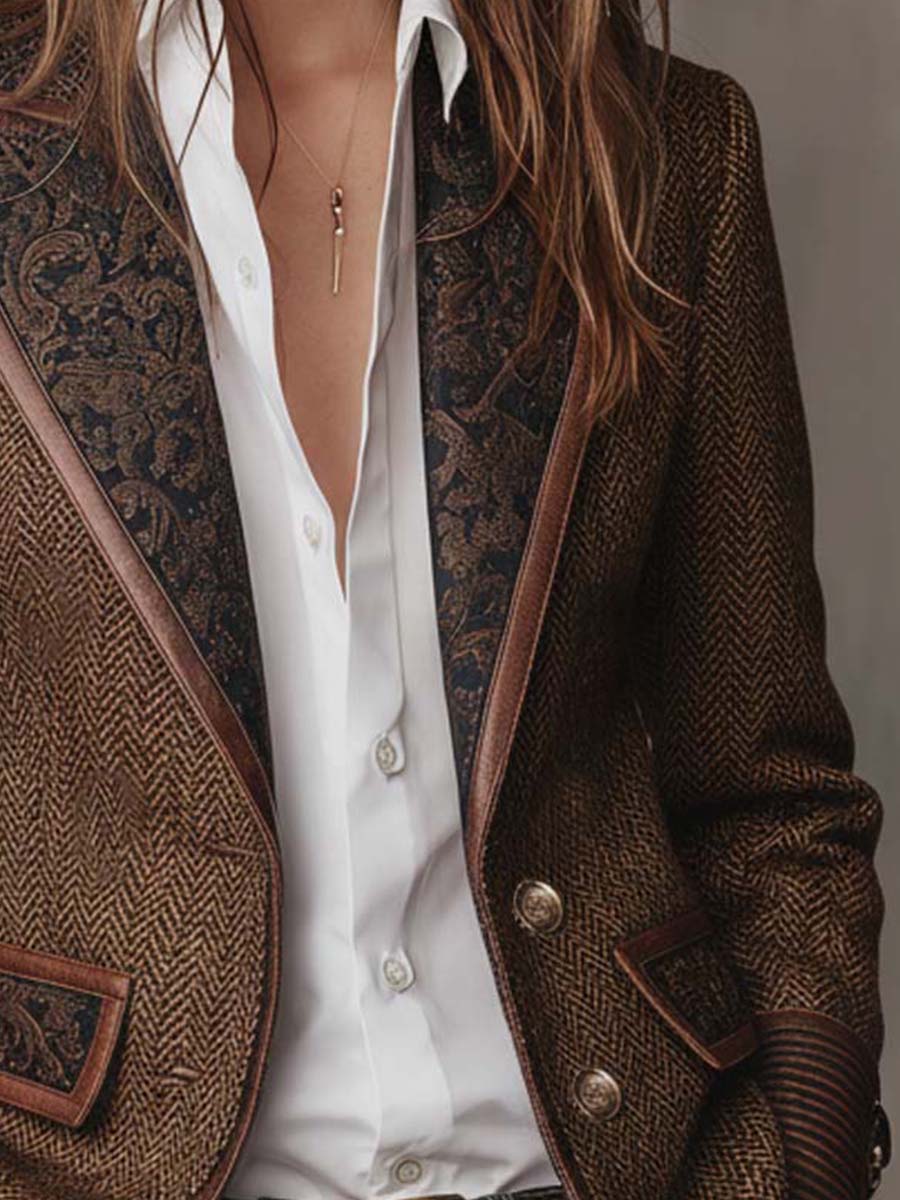 Gisèle | Blazer con paneles estampados de chevron
