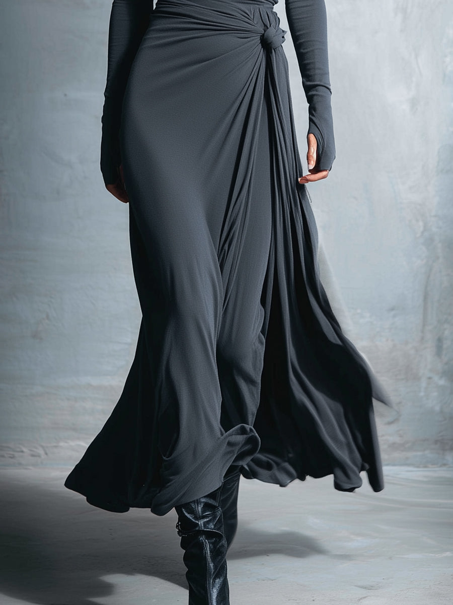 Alejandra | Vestido maxi de seda con nudo