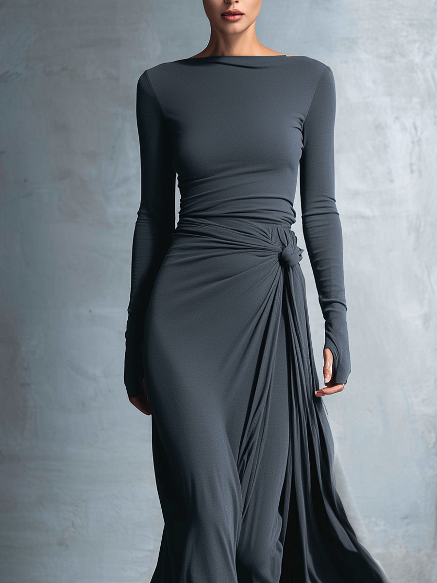 Alejandra | Vestido maxi de seda con nudo