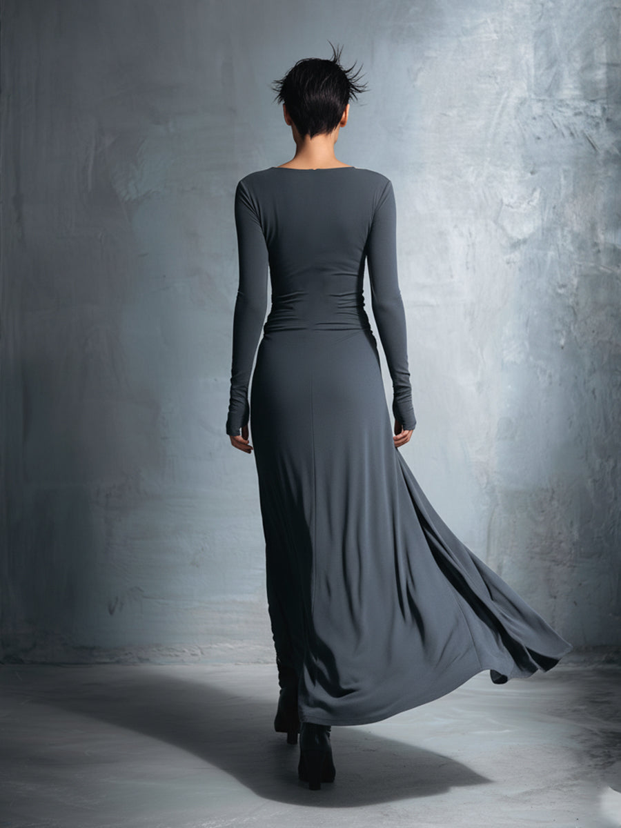 Alejandra | Vestido maxi de seda con nudo
