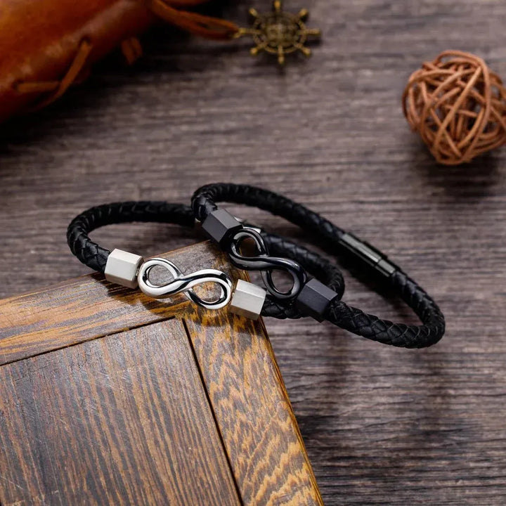 "A mi Hombre" PULSERA DE CUERO INFINITO PERSONALIZADA