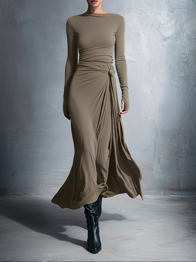 Alejandra | Vestido maxi de seda con nudo